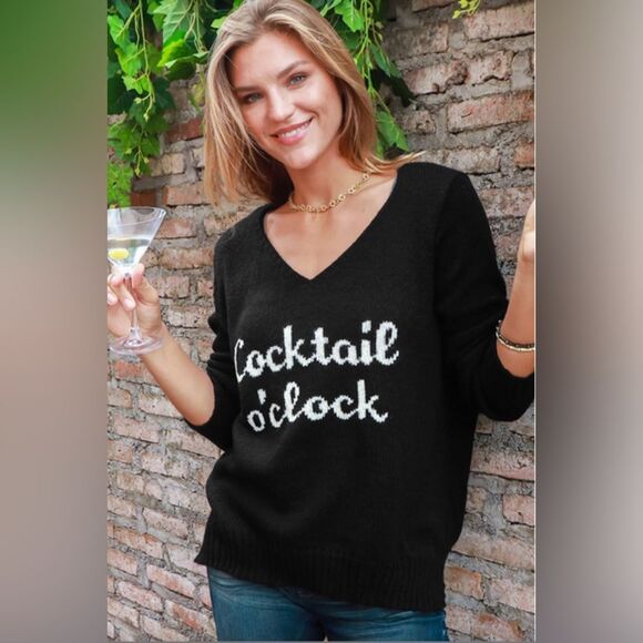 Wooden Ships Cocktail O'Clock V-Neck Lightweight sweater in cream. XS NWT - Picture 4 of 7